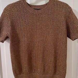 Banana Republic Metallic Gold Short Sleeve Sweater, XS